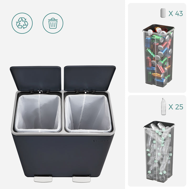Double 30L Trash Can