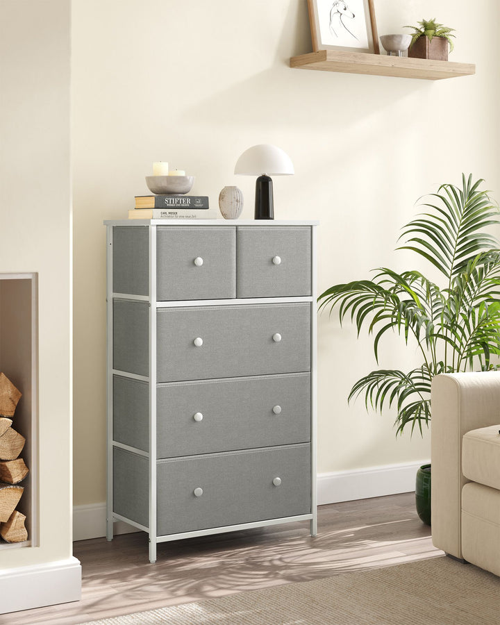Fabric Chest of Drawers with Adjustable Feet