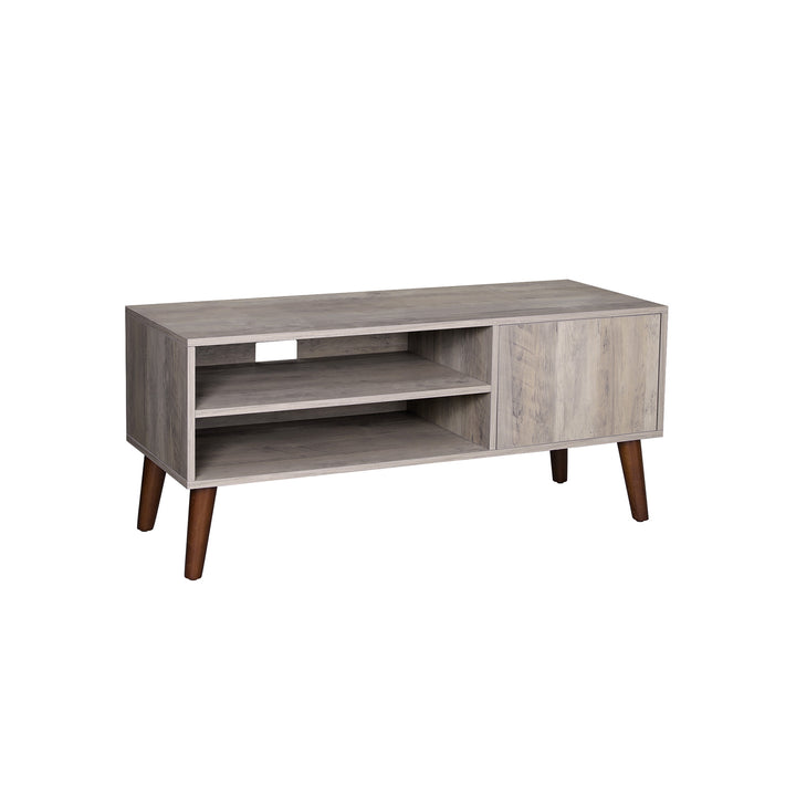 Gray Wooden TV Bench with Cabinet