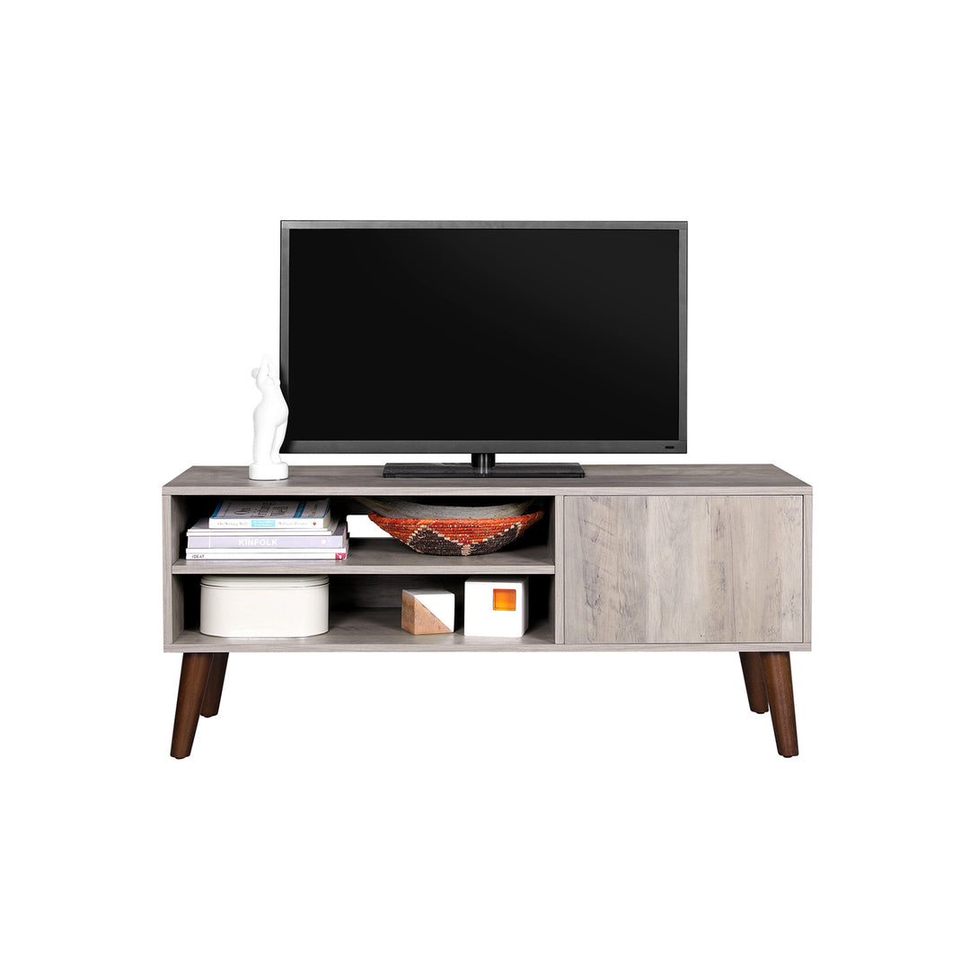 Gray Wooden TV Bench with Cabinet