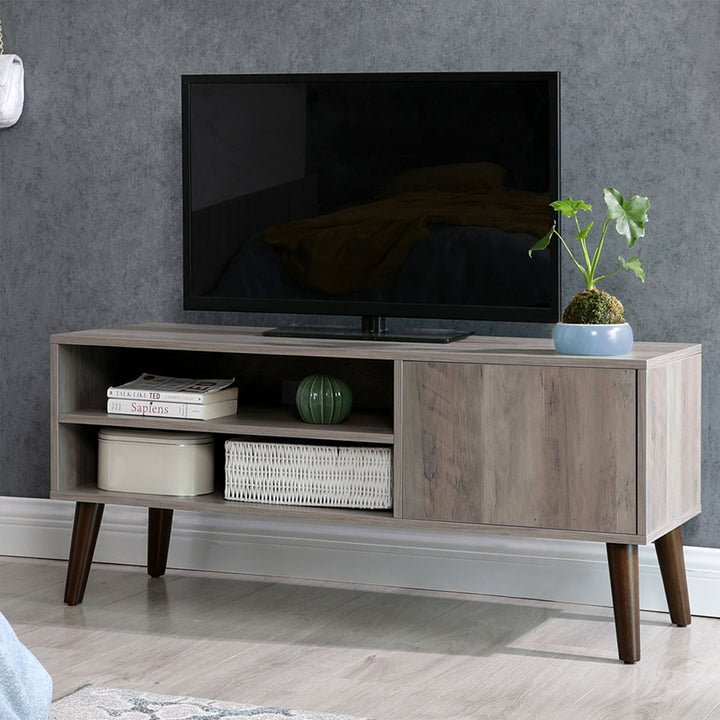 Gray Wooden TV Bench with Cabinet