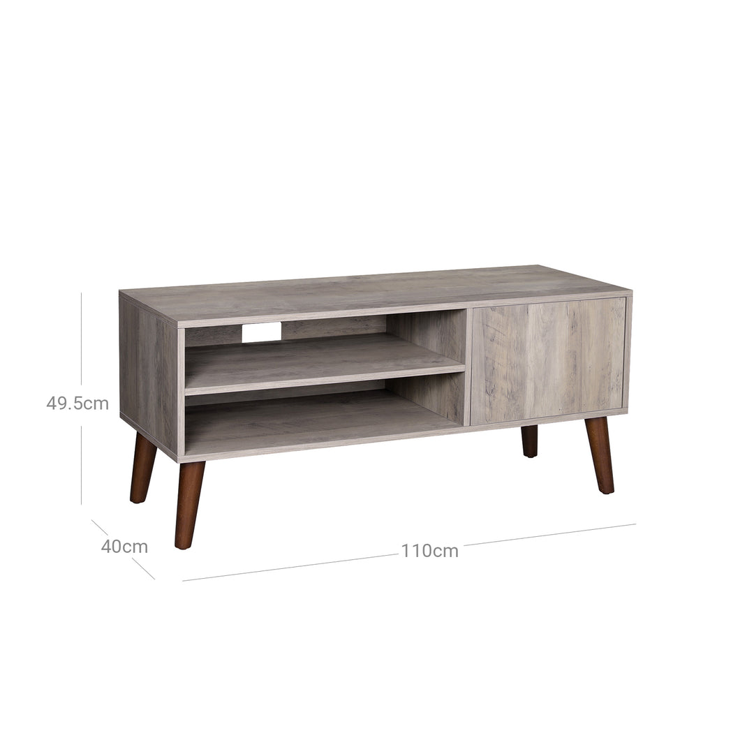 Gray Wooden TV Bench with Cabinet