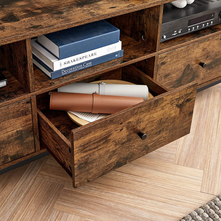 Industrial Brown TV Stand with 3 Drawers