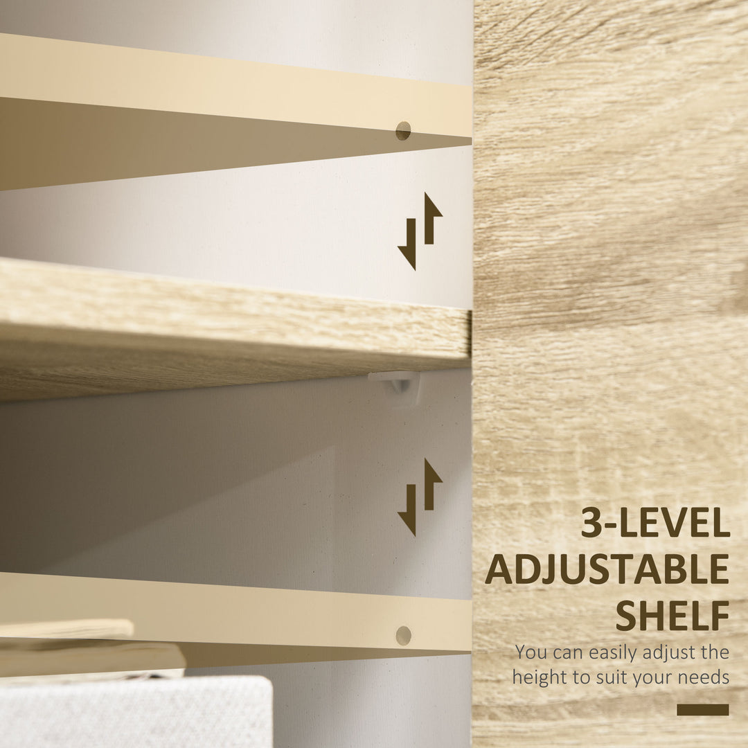 Modern Sideboard with Push to Open Doors Adjustable Shelf - White and Oak