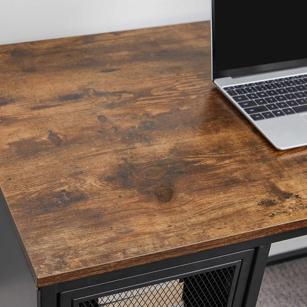 Computer Desk Rustic Brown and Black