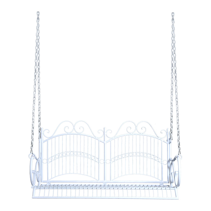 Metal 2-Seater Outdoor Garden Swing Bench White