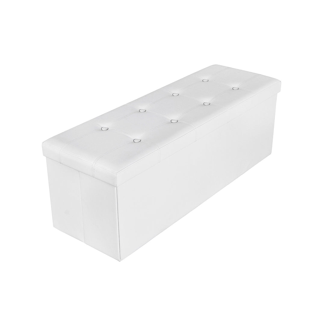 Large Storage White Ottoman