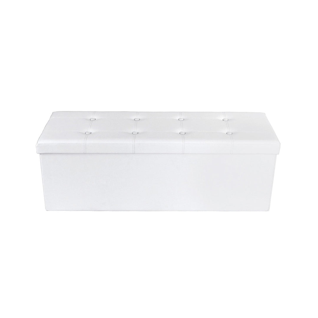 SONGMICS 110 x 38 x 38 cm Large Storage Ottoman Toy Chest Max Load 300 kg White LSF89WT