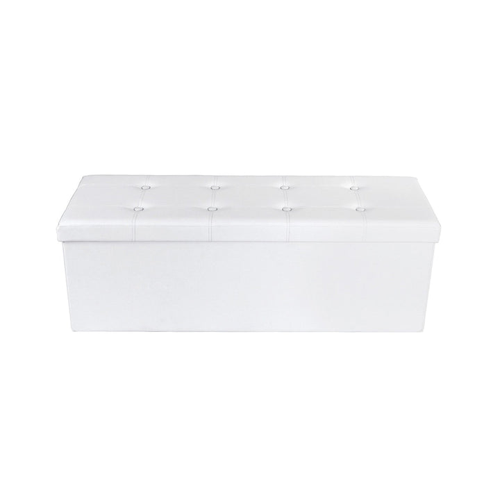 SONGMICS 110 x 38 x 38 cm Large Storage Ottoman Toy Chest Max Load 300 kg White LSF89WT