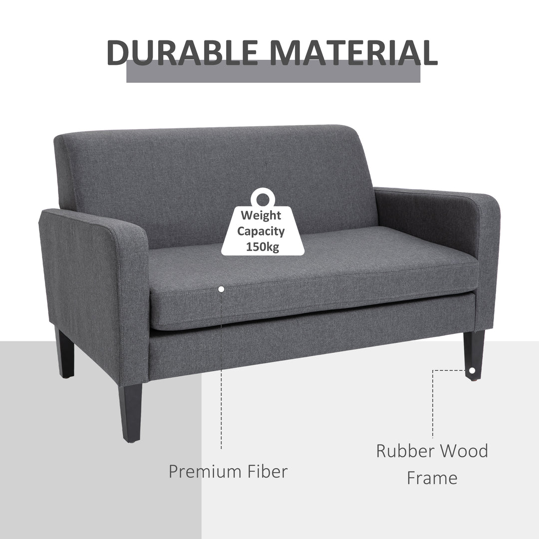 Linen Modern-Curved 2-Seat Sofa Loveseat w/ Thick Cushion Wood Legs Foot Pads Single Compact Home Furniture City Flats Grey