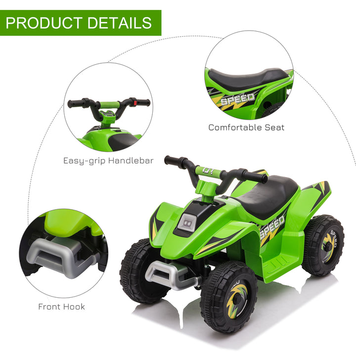 HOMCOM 6V Kids Electric Toy Car ATV Toy Quad Bike Four Big Wheels w/ Forward Reverse Functions Toddlers aged 18-36 months, Green