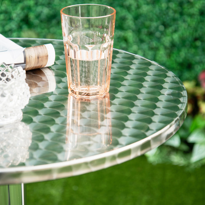 Aluminum Bistro Bar Table Round Tabletop Dining Wine Pub Stainless Steel 2 Height Settings 70cm/110cm