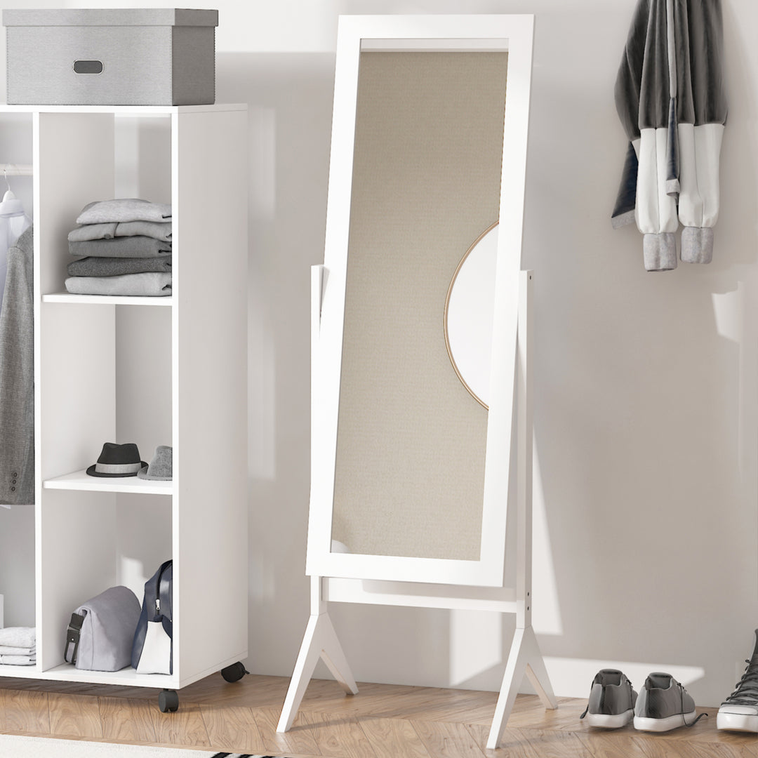 Freestanding Dressing Mirror Bedroom Tall Adjustable Angle 148x47cm White