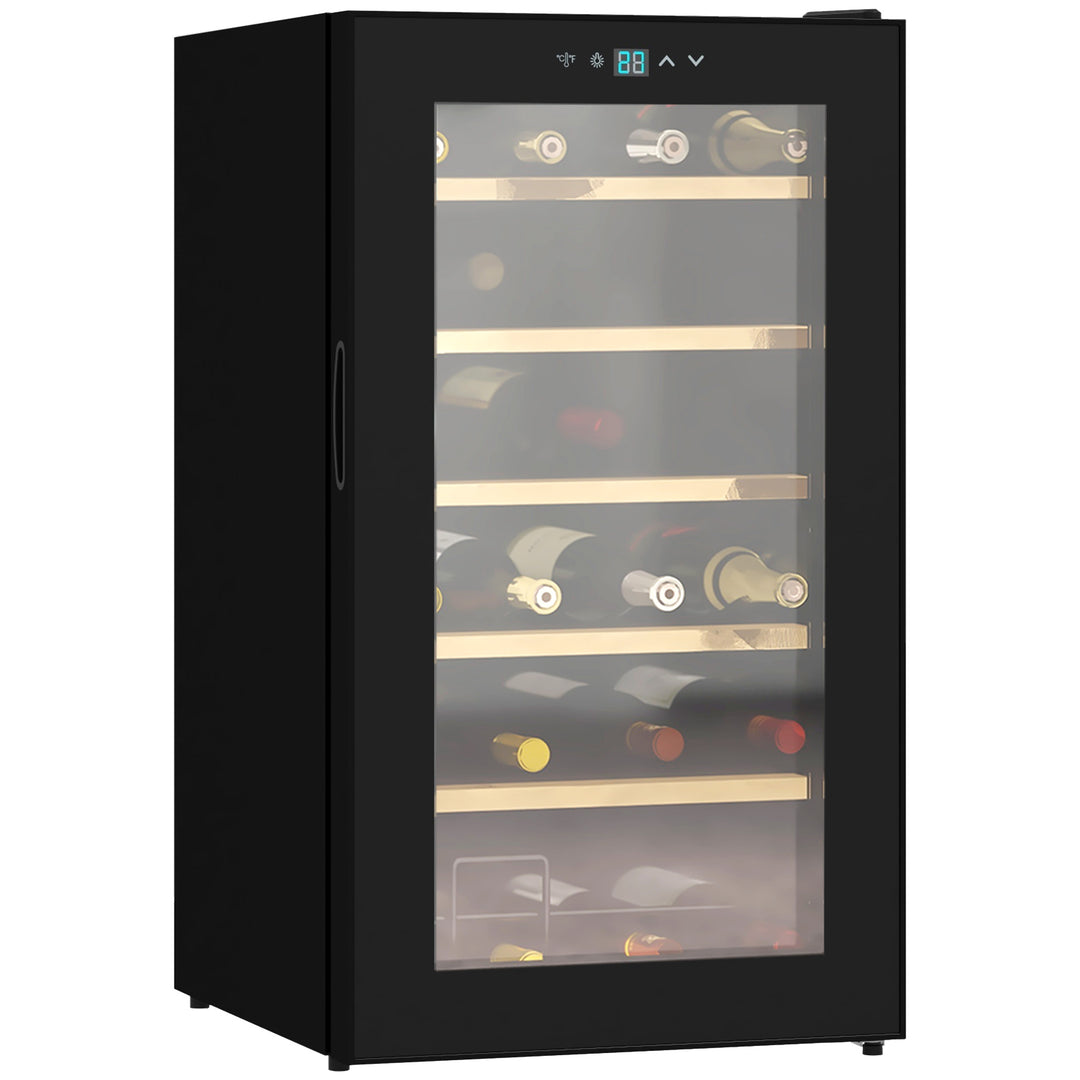 Wine Freestanding Fridge with Glass Door, 65 Litres Single Zone Wine Cooler Fridge with Digital Touch Screen Controls and LED Light, Black