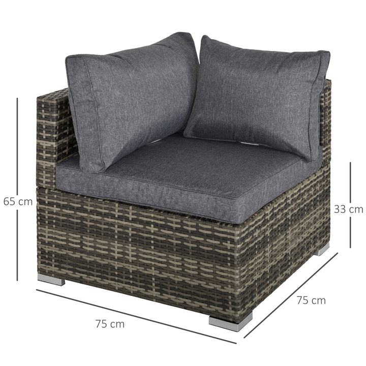 PE Rattan Wicker Corner Sofa Garden Furniture Single Sofa Chair w/ Cushions, Deep Grey