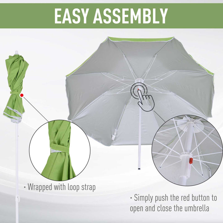 Tilted Steel Frame Beach Parasol- Green