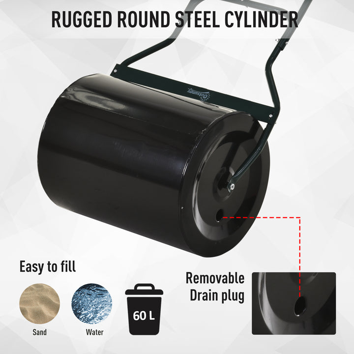 50cm Steel Garden Lawn Roller Fillable Cylinder Rolling Drum w/ Handle