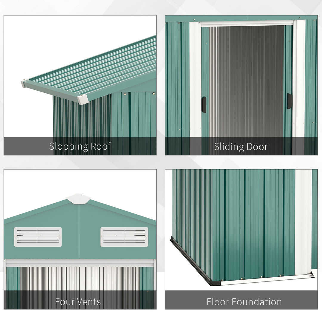 Outsunny 6ft x 3.2ft Garden Metal Storage Shed w/ Double Sliding Door and Air Vents, Tool Storage for Backyard Patio Lawn, Green