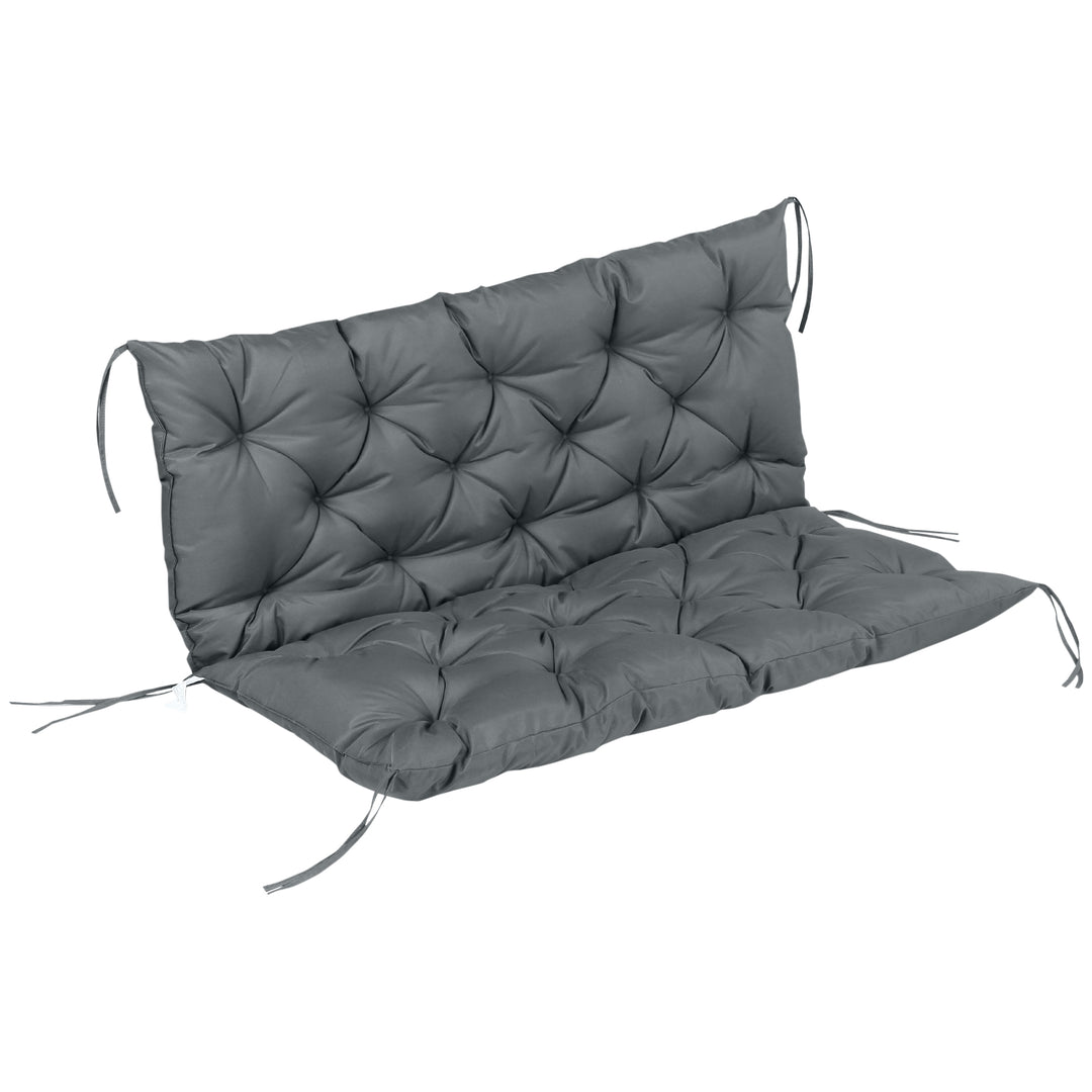 Garden Bench Cushion, 2 Seater Swing Chair Cushion, Seat Pad with Ties for Indoor and Outdoor Use, 110 x 120 cm, Dark Grey