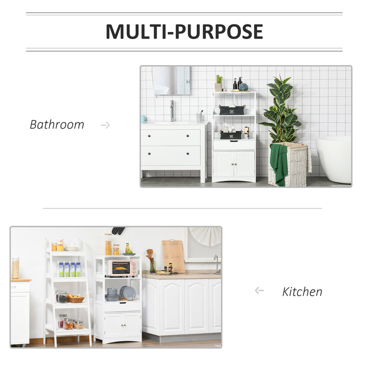 kleankin Bathroom Floor Cabinet, Free Standing Kitchen Cupboard with Shelves, Drawer and Doors, Storage Organizer for Living Room, White