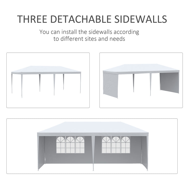 Outsunny 6 x 3 m Party Tent Gazebo Marquee Outdoor Patio Canopy Shelter with Windows and Side Panels White