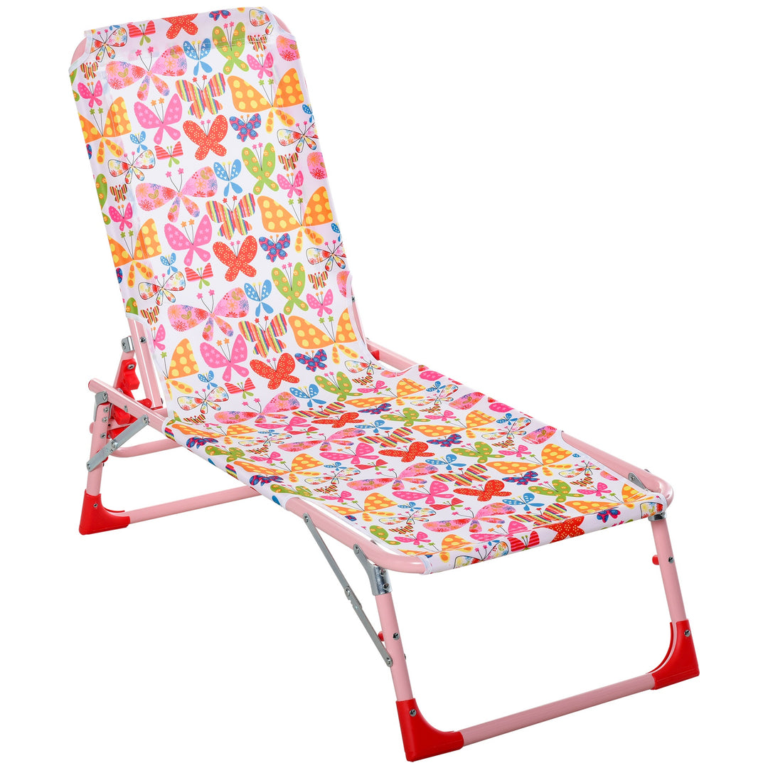 Lounge Chair for Kids Recliner Foldable Portable with Adjustable Backrest Outdoor Beach Pool Camping 118 x 40 x 24cm