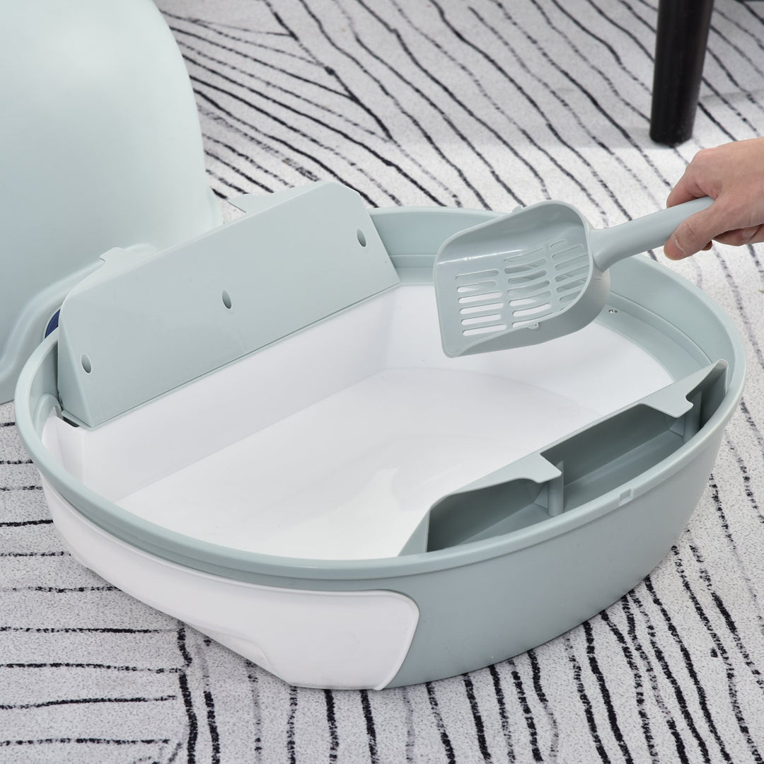 PawHut Cat Litter Box With Litter Scoop, Drawer-Type Easy To Clean, Skylight, Light And Easy To Move