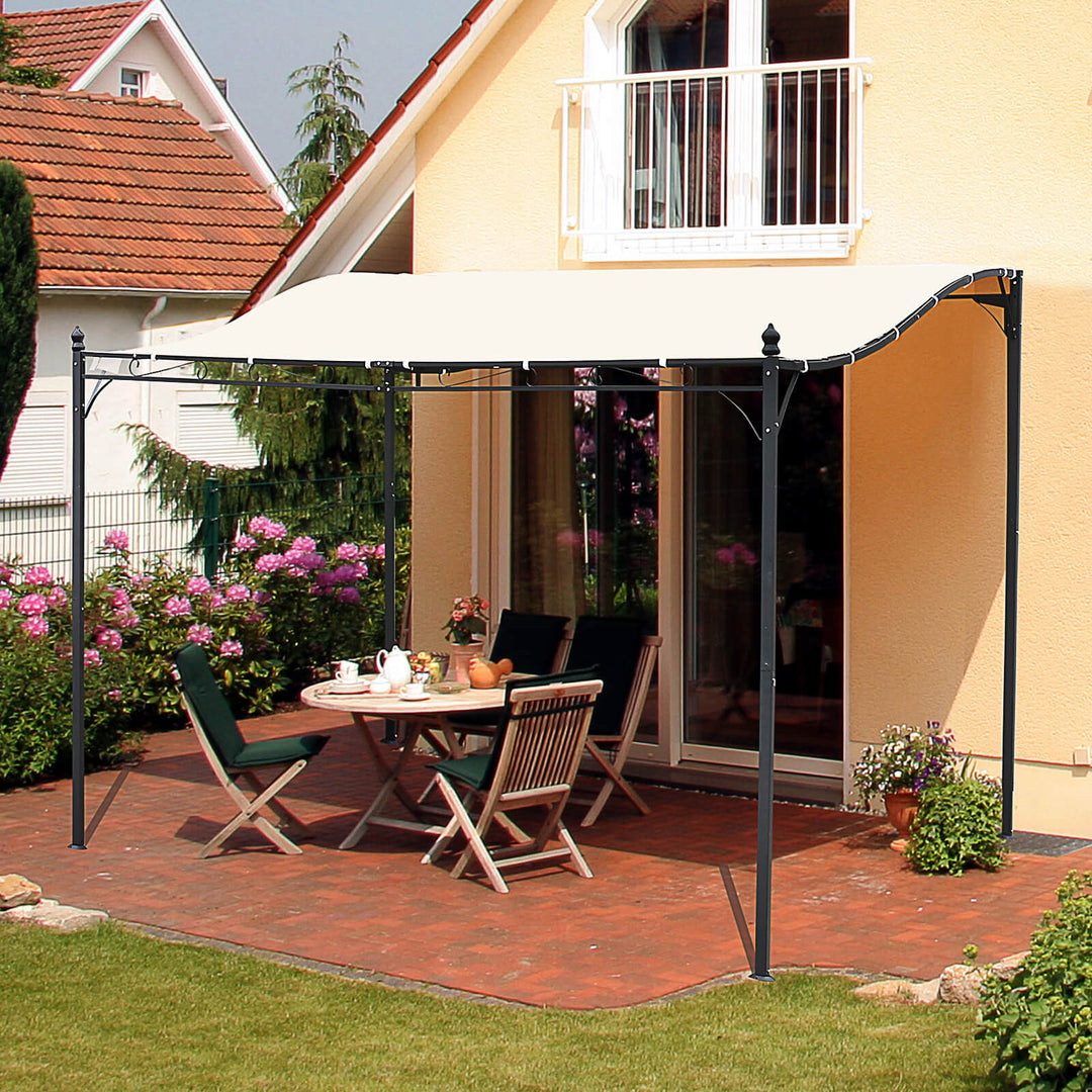 Elegant Pergola Gazebo Metal Frame Elegant Scrolling Weather-Resistant Canopy Sun Rain Shade Garden Outdoor Shelter 3x3(m), Cream White