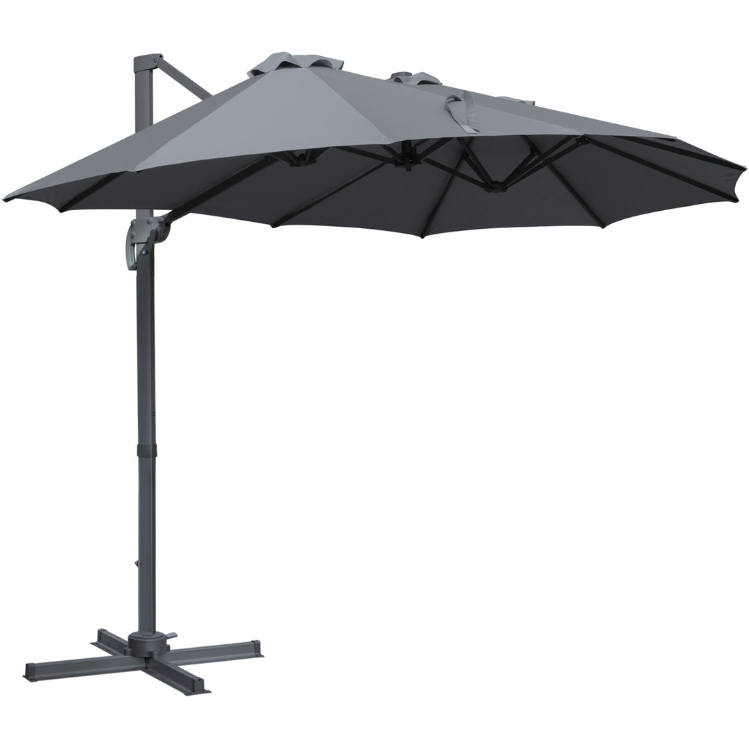 4.5 m Patio Cantilever Roma Parasol, Large Double-Sided Rectangular Garden Umbrella with Crank Handle, 360° Cross Base for Bench, Outdoor
