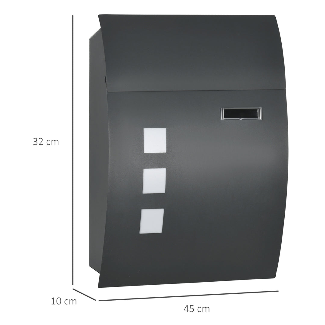 Wall Mounted Letter Box, Weatherproof Post Box, Anthracite Grey