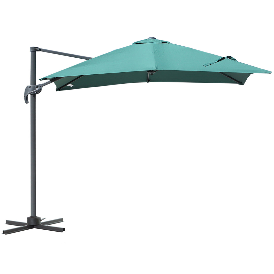 2.5 x 2.5m Square Patio Parasol Offset Cantilever Sun Umbrella 360¡ Rotation w/ Cross Base - Green