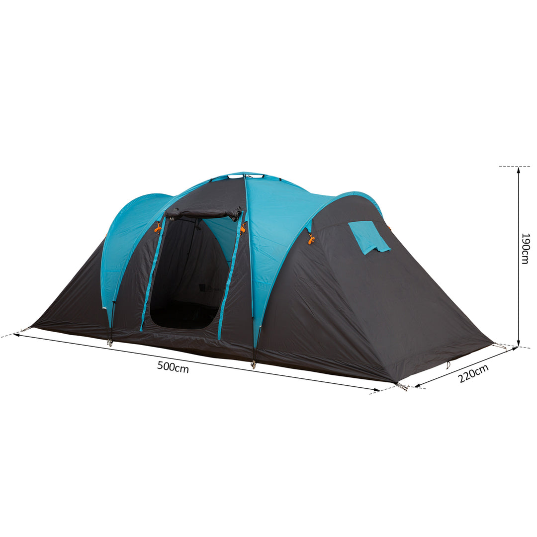 4-Person Outdoor Steel Frame Camping Tent Blue