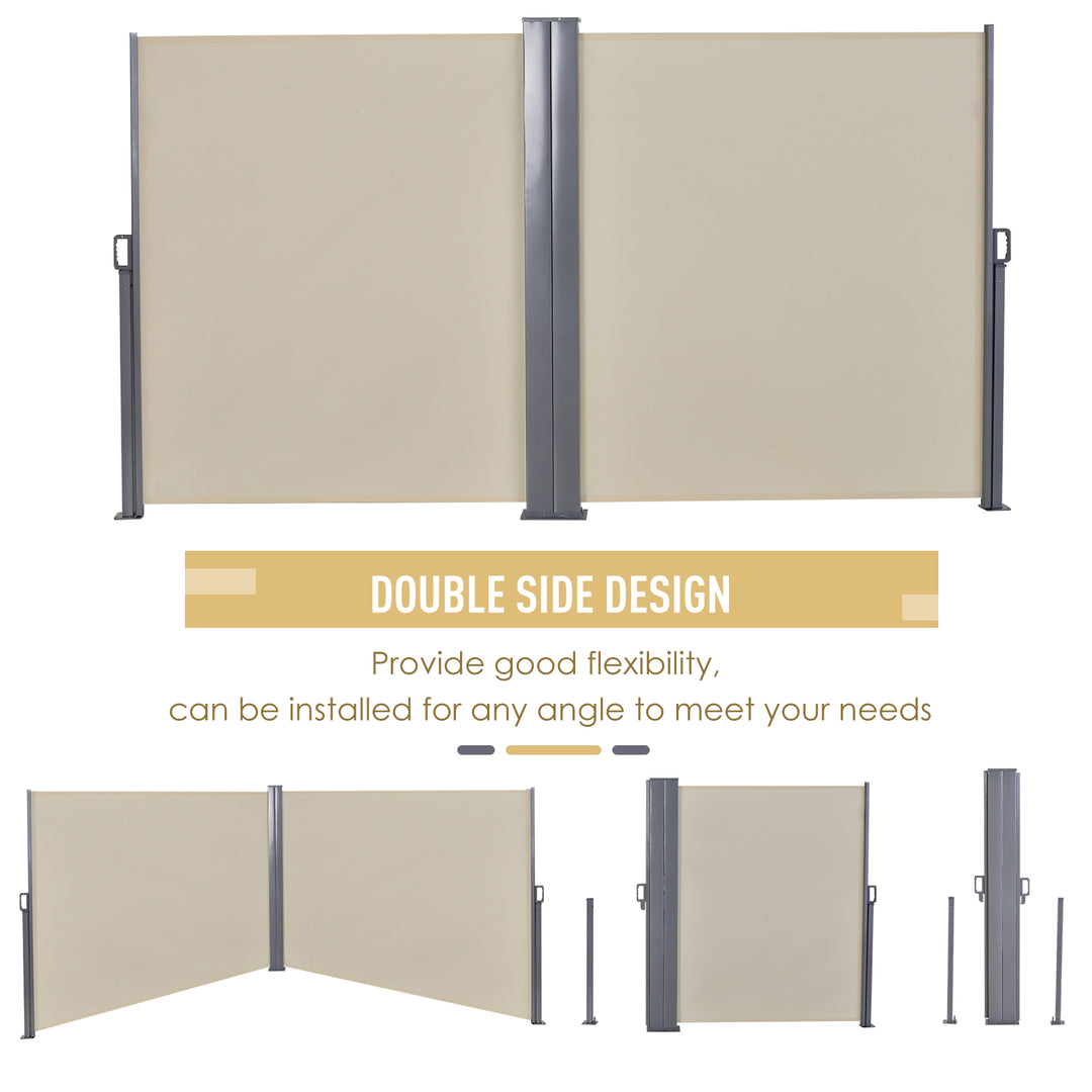 Steel Frame Retractable Double Side Awning Beige