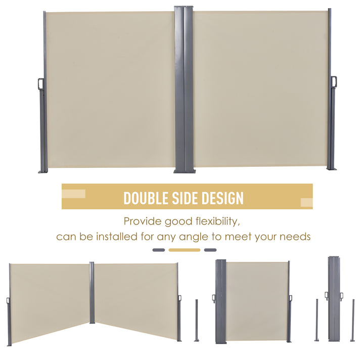 Steel Frame Retractable Double Side Awning Beige