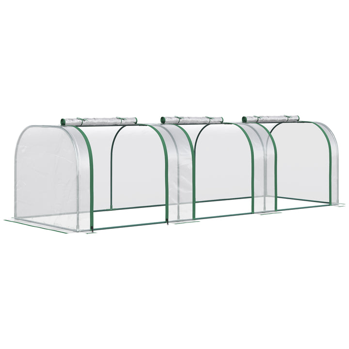 PVC Tunnel Greenhouse Green Grow House Steel Frame for Garden Backyard with Zipper Doors 295x100x80 cm, Clear