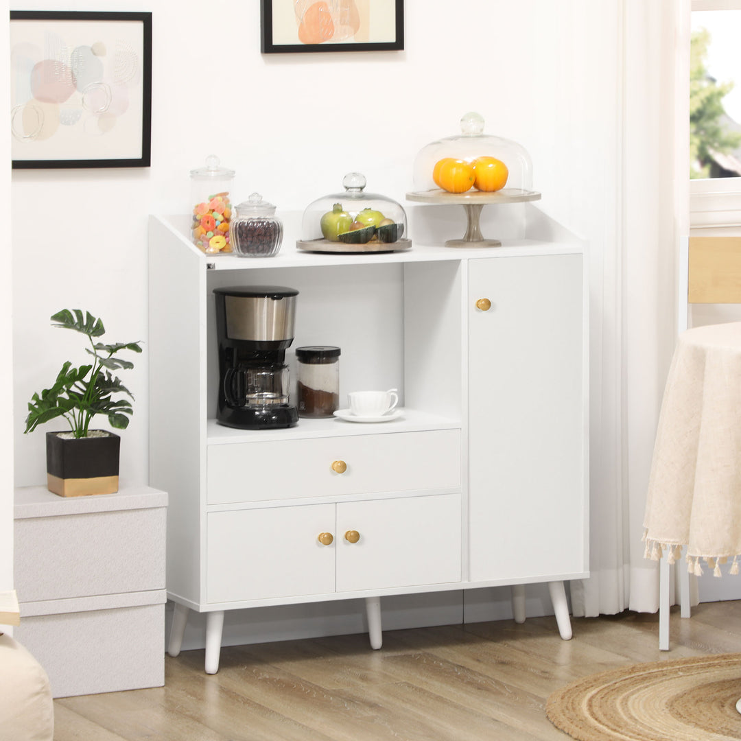 Kitchen Cupboard, Microwave Cabinet, Storage Cabinet with Doors, White