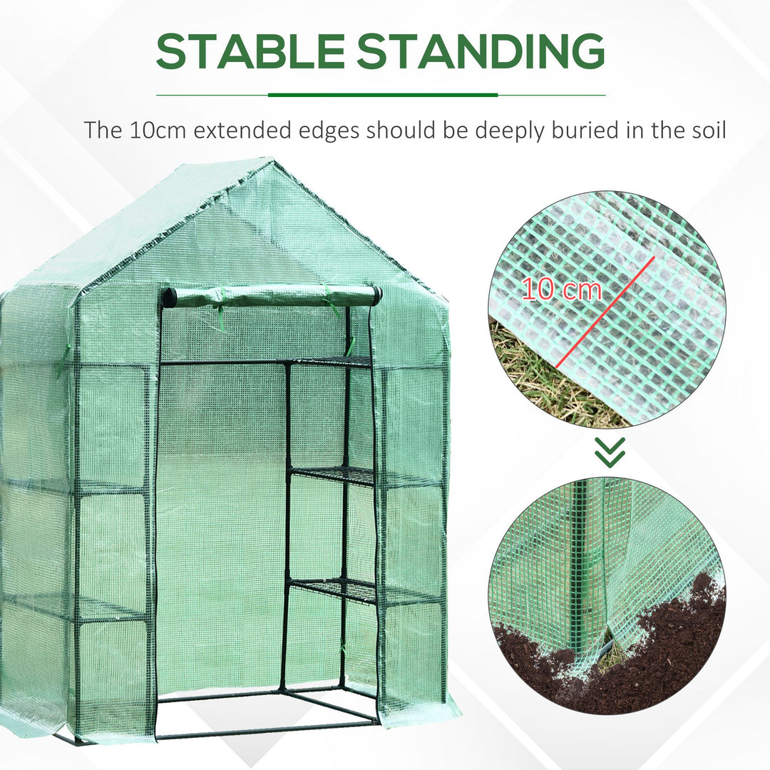 Walk in Greenhouse with Shelves Polytunnel Steeple Green house Grow House Removable Cover 143x73x195cm