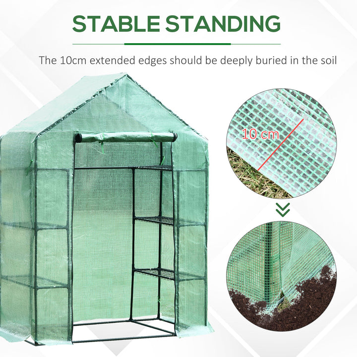 Walk in Greenhouse with Shelves Polytunnel Steeple Green house Grow House Removable Cover 143x73x195cm