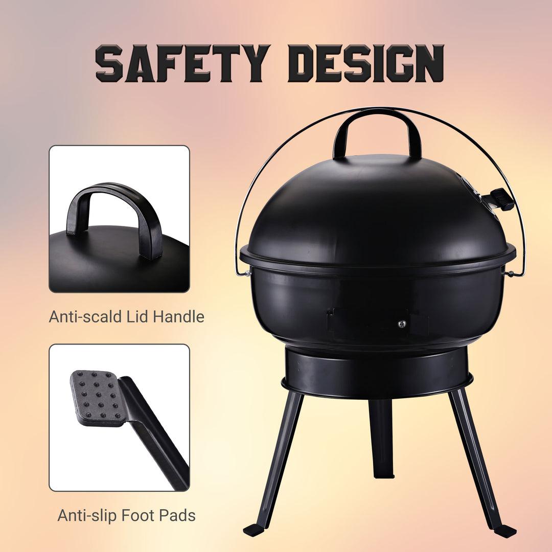 Charcoal BBQ Charcoal Grill Metal Portable Tripod Grill Black