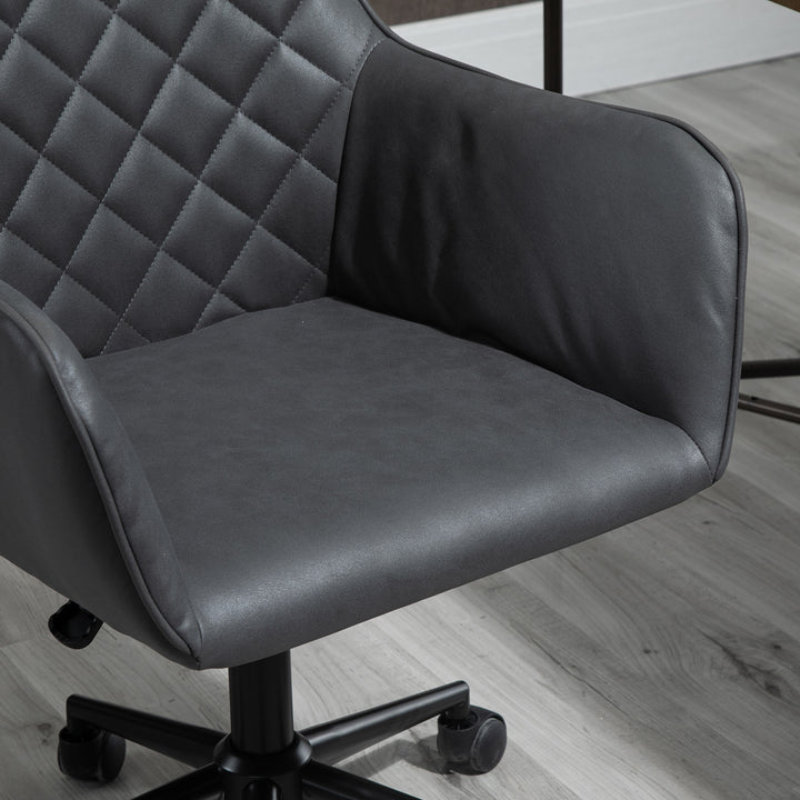 Vinsetto Swivel Office Chair Leather-Feel Fabric Home Study Leisure with Wheels, Grey