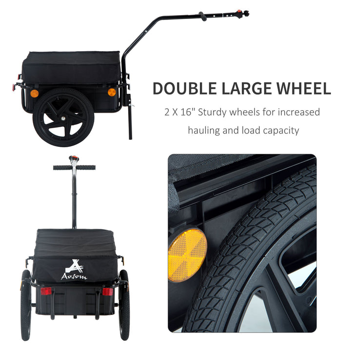 Bicycle Trailer Cargo Jogger Luggage Storage Stroller with Towing Bar - Black