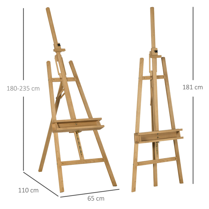 Vinsetto Artist Easel Stand for Wedding Sign with Brush Holder, Beech Wood A-Frame Tripod Studio Easel, Portable Adjustable Art Stand for Painting, Sketching, Exhibition, Holds Canvas up to 120cm