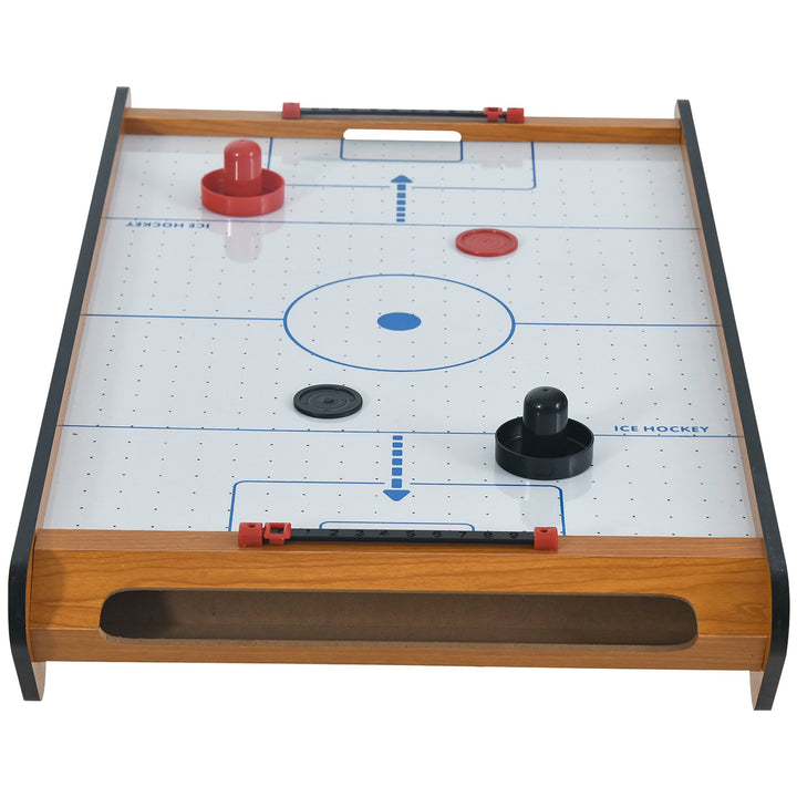 Mini Air Hockey Tabletop Game w/ 2 Pucks Pushers Fan Play Board Scoreboard Markings Portable Family Game Children Adults 8 Years+