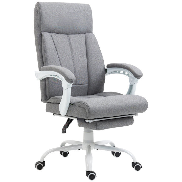 Office Chair, Fabric Reclining Desk Chair with Foot Rest-Grey