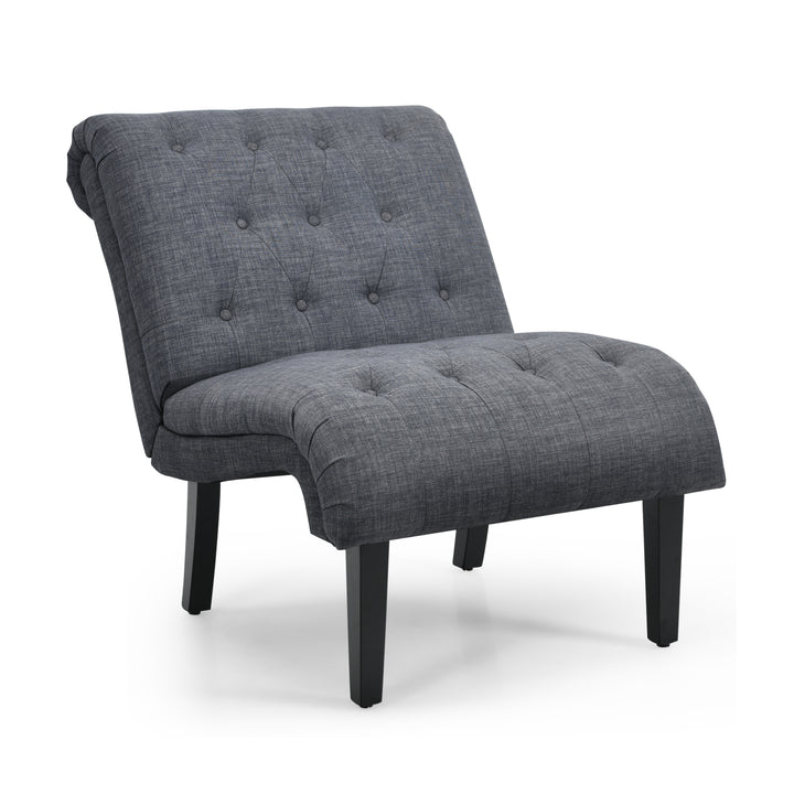 Modern Upholstered Accent Chair with Linen Fabric-Dark Grey