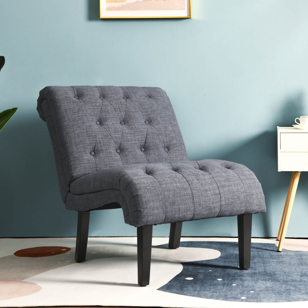 Modern Upholstered Accent Chair with Linen Fabric-Dark Grey
