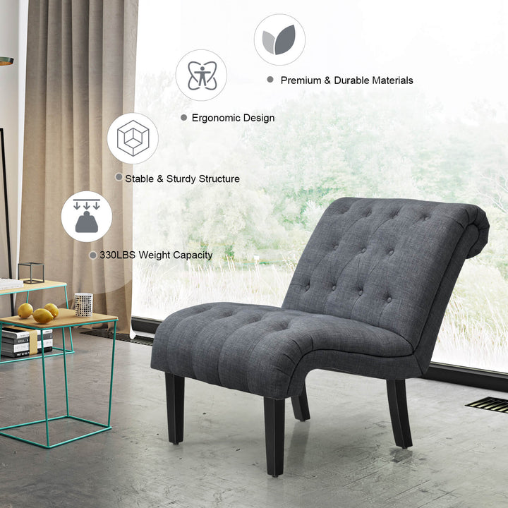 Modern Upholstered Accent Chair with Linen Fabric-Dark Grey