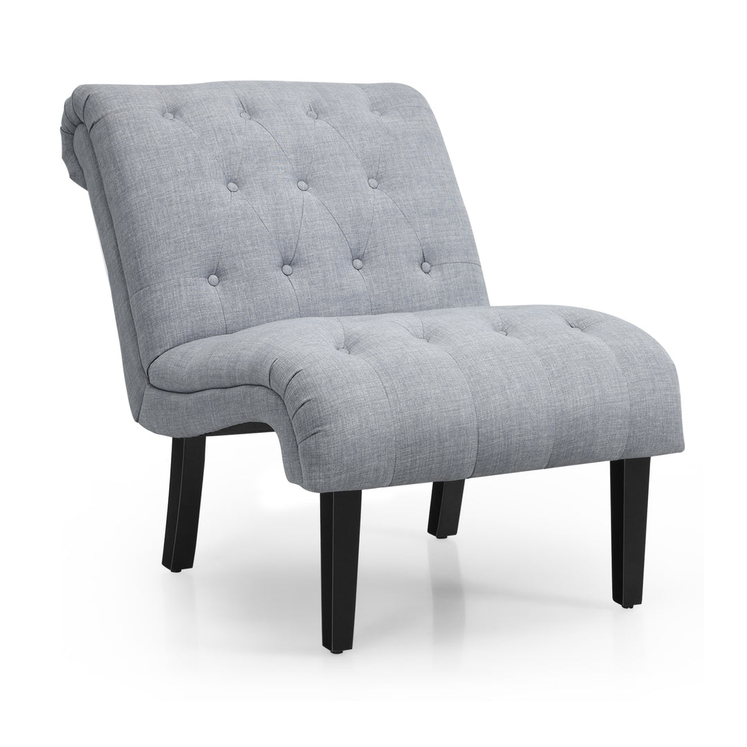 Modern Upholstered Accent Chair with Button Tufted Fabric-Light Grey