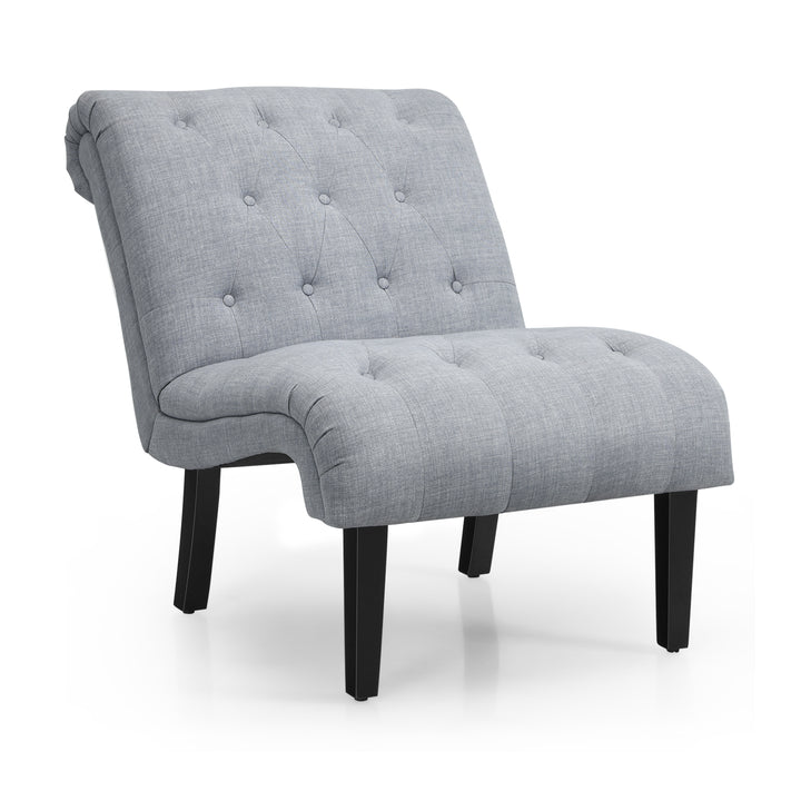 Modern Upholstered Accent Chair with Button Tufted Fabric-Light Grey