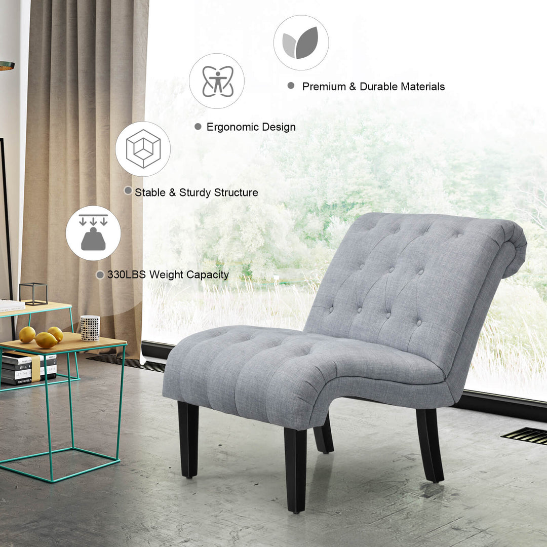 Modern Upholstered Accent Chair with Button Tufted Fabric-Light Grey